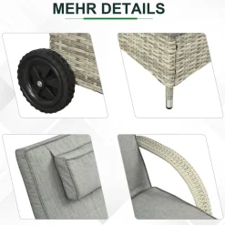 Outsunny Gartenliege-Set mit Tisch grau Polyrattan B/H/L: ca. 73x103x200 cm