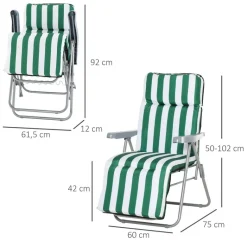 Outsunny Gartenliege weiß Stahl B/H/L: ca. 75x102x60 cm