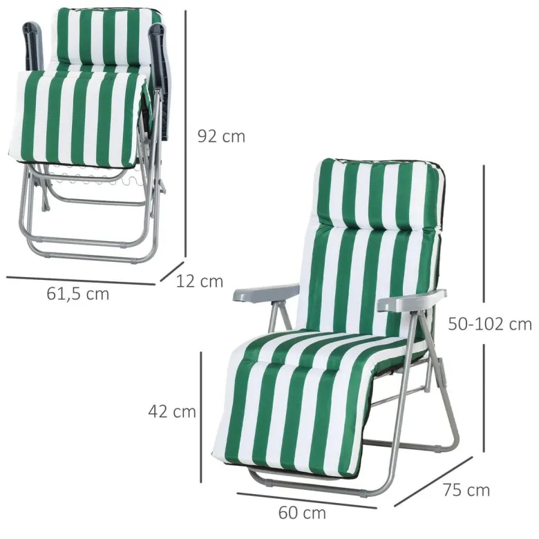 Outsunny Gartenliege weiß Stahl B/H/L: ca. 75x102x60 cm