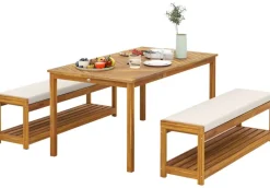 Outsunny Gartenmöbel-Set taupe Alteiche B/H/L: ca. 85x75x150 cm