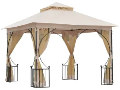 Outsunny Gartenpavillon beige Metall B/H/L: ca. 300x275x300 cm