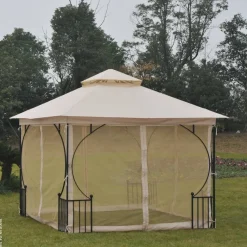 Outsunny Gartenpavillon beige Metall B/H/L: ca. 300x275x300 cm