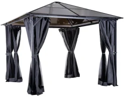 Outsunny Gartenpavillon braun Alu B/H/L: ca. 300x265x300 cm