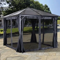 Outsunny Gartenpavillon braun Alu B/H/L: ca. 300x265x300 cm