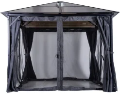 Outsunny Gartenpavillon braun Alu B/H/L: ca. 300x265x300 cm