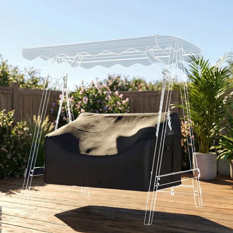 Outsunny Gartenschaukel-Abdeckung schwarz Polyester B/H/L: ca. 76x81x142 cm