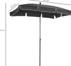 Outsunny Gartenschirm grau Stahl B/H/L: ca. 125x235x200 cm