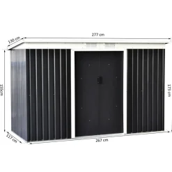 Outsunny Gartenschrank dunkelgrau Stahl B/H/L: ca. 130x173x277 cm