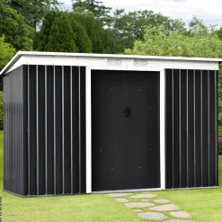 Outsunny Gartenschrank dunkelgrau Stahl B/H/L: ca. 130x173x277 cm