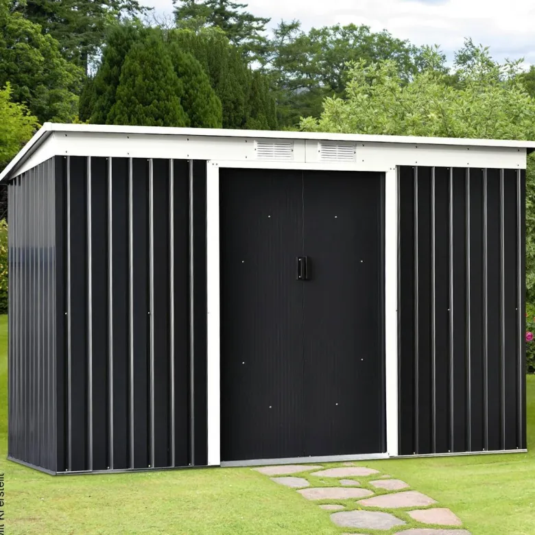 Outsunny Gartenschrank dunkelgrau Stahl B/H/L: ca. 130x173x277 cm