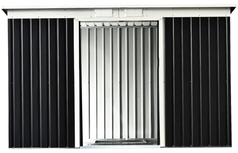 Outsunny Gartenschrank dunkelgrau Stahl B/H/L: ca. 130x173x277 cm