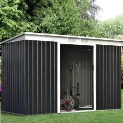 Outsunny Gartenschrank dunkelgrau Stahl B/H/L: ca. 130x173x277 cm