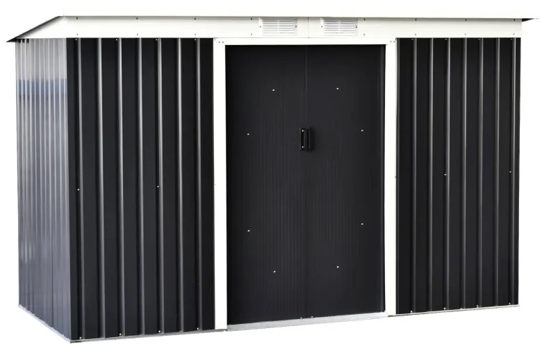 Outsunny Gartenschrank dunkelgrau Stahl B/H/L: ca. 130x173x277 cm