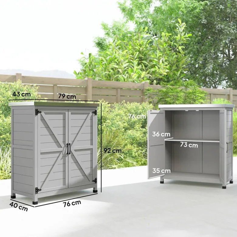 Outsunny Gartenschrank grau Stahl B/H/L: ca. 43x92x79 cm