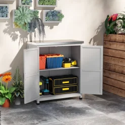 Outsunny Gartenschrank grau Stahl B/H/L: ca. 43x92x79 cm