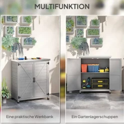 Outsunny Gartenschrank grau Stahl B/H/L: ca. 43x92x79 cm