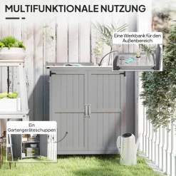 Outsunny Gartenschrank grau Edelstahl B/H/L: ca. 43x88x74 cm