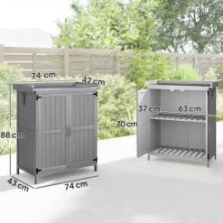 Outsunny Gartenschrank grau Edelstahl B/H/L: ca. 43x88x74 cm
