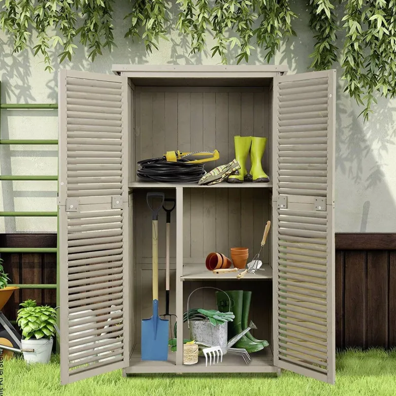 Outsunny Gartenschrank grau Kiefer B/H/L: ca. 46,5x160x87 cm