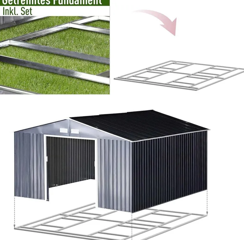 Outsunny Gartenschrank grau Stahl B/H/T: ca. 340x200x382 cm