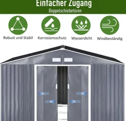 Outsunny Gartenschrank grau Stahl B/H/T: ca. 340x200x382 cm