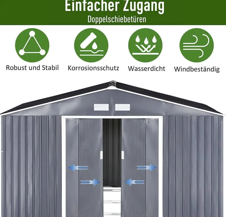 Outsunny Gartenschrank grau Stahl B/H/T: ca. 340x200x382 cm
