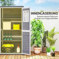 Outsunny Gartenschrank hellgrau Holz B/H/L: ca. 69x192x91 cm