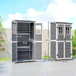 Outsunny Gartenschrank hellgrau Holz B/H/L: ca. 69x192x91 cm
