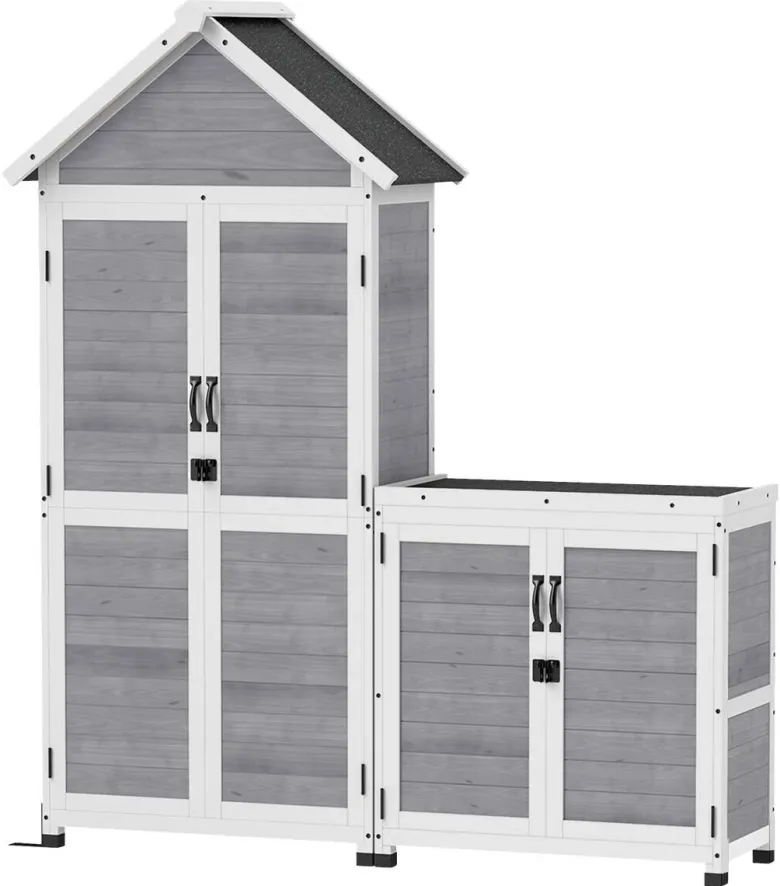 Outsunny Gartenschrank hellgrau Holz B/H/L: ca. 51x182x89 cm