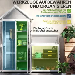 Outsunny Gartenschrank hellgrau Holz B/H/L: ca. 51x182x89 cm