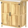 Outsunny Gartenschrank Holzoptik Edelstahl B/H/L: ca. 43x88x74 cm