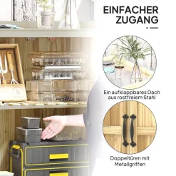 Outsunny Gartenschrank Holzoptik Edelstahl B/H/L: ca. 43x88x74 cm
