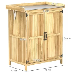 Outsunny Gartenschrank Holzoptik Edelstahl B/H/L: ca. 43x88x74 cm