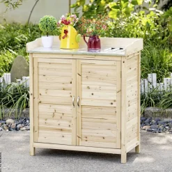 Outsunny Gartenschrank natur Holz B/H/T: ca. 83x92x40 cm