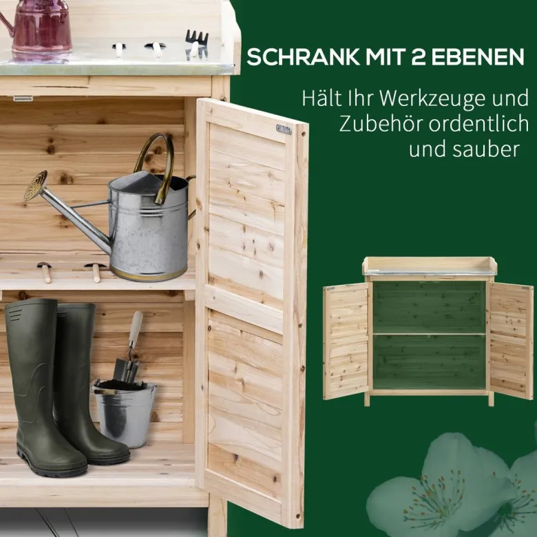 Outsunny Gartenschrank natur Holz B/H/T: ca. 83x92x40 cm