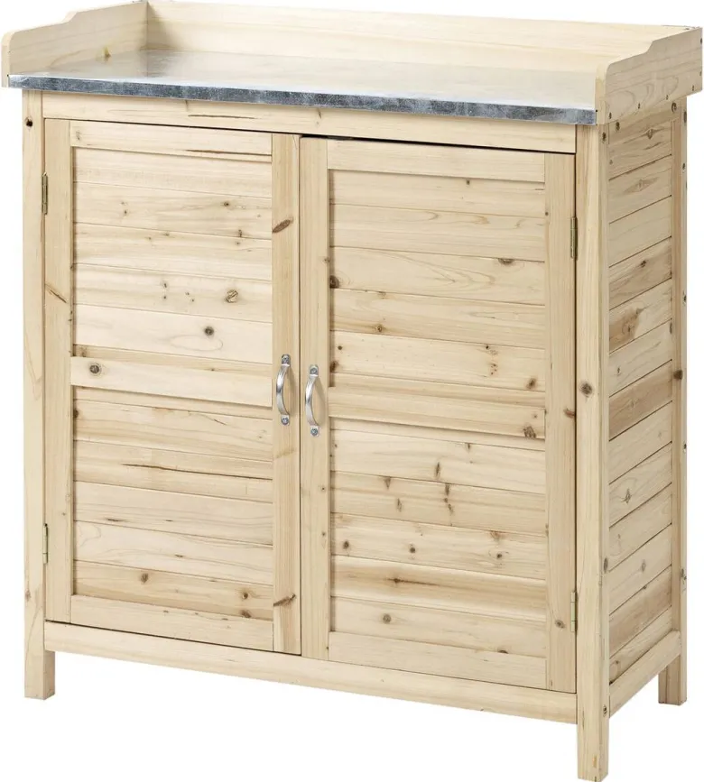 Outsunny Gartenschrank natur Holz B/H/T: ca. 83x92x40 cm