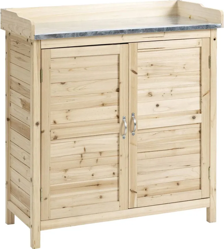 Outsunny Gartenschrank natur Holz B/H/T: ca. 83x92x40 cm