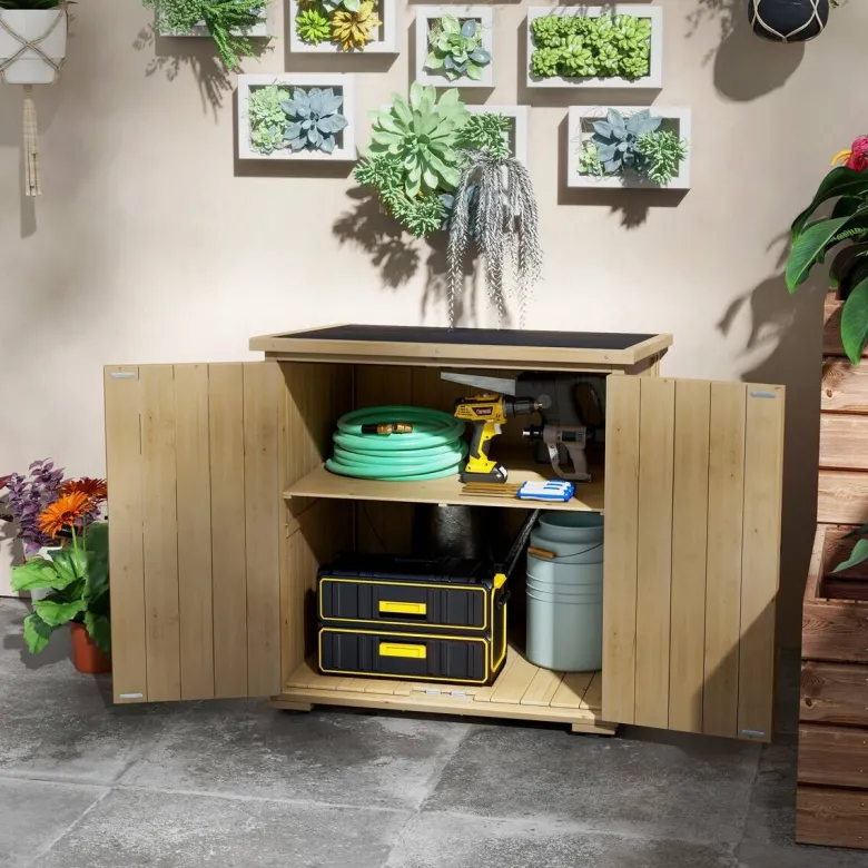 Outsunny Gartenschrank natur Polypropylen B/H/L: ca. 88x77,5x90 cm