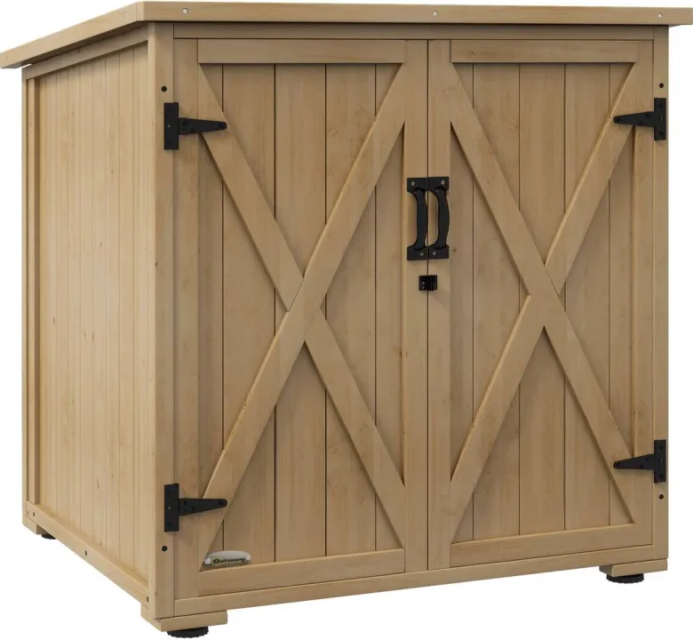 Outsunny Gartenschrank natur Polypropylen B/H/L: ca. 88x77,5x90 cm