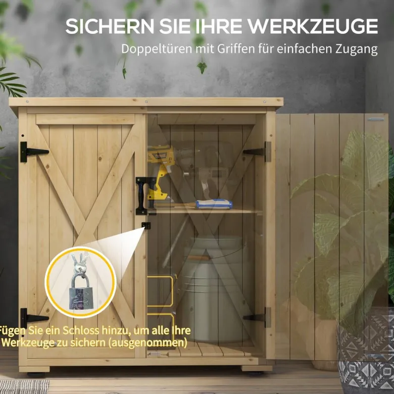 Outsunny Gartenschrank natur Polypropylen B/H/L: ca. 88x77,5x90 cm