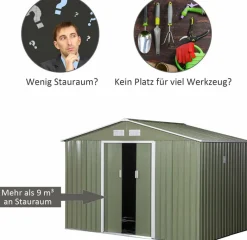 Outsunny Gartenschuppen grau Metall B/H/L: ca. 191x192x277 cm