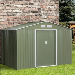 Outsunny Gartenschuppen grau Metall B/H/L: ca. 191x192x277 cm