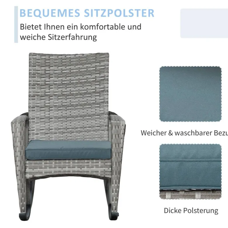 Outsunny Gartensessel grau Polyester B/H/L: ca. 88x66x98 cm