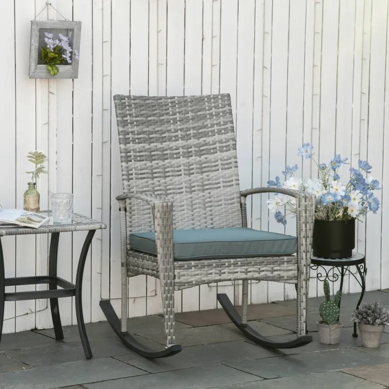 Outsunny Gartensessel grau Polyester B/H/L: ca. 88x66x98 cm