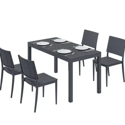 Outsunny Gartensitzgruppe dunkelgrau Kunststoff B/H/L: ca. 70,5x74,5x141,5 cm