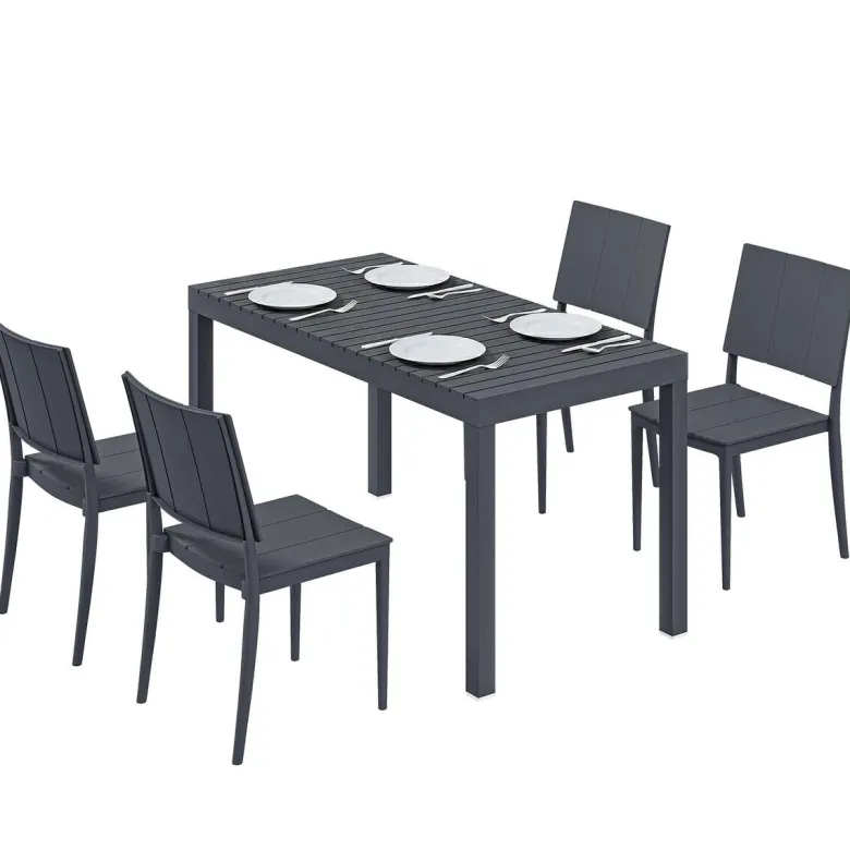Outsunny Gartensitzgruppe dunkelgrau Kunststoff B/H/L: ca. 70,5x74,5x141,5 cm