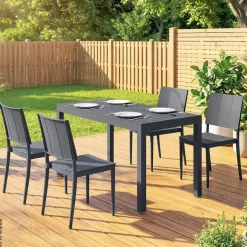 Outsunny Gartensitzgruppe dunkelgrau Kunststoff B/H/L: ca. 70,5x74,5x141,5 cm