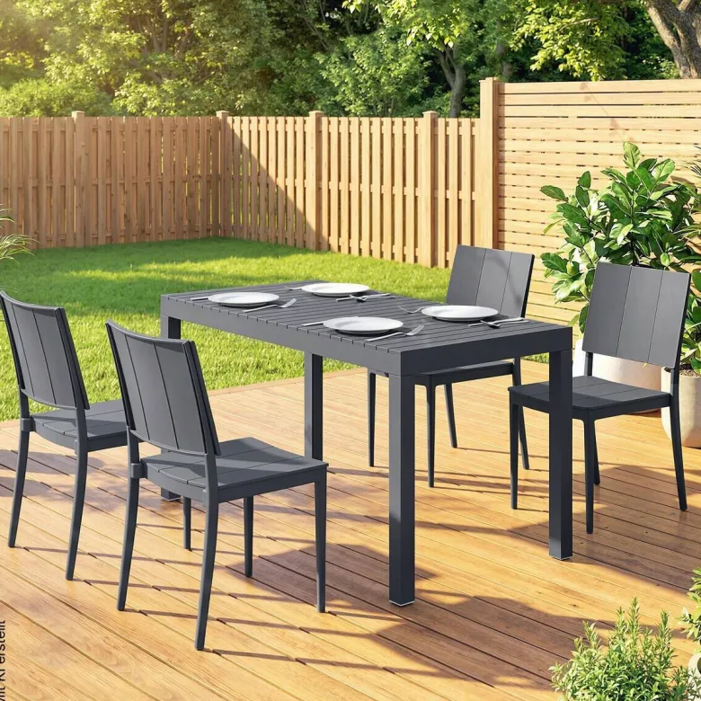 Outsunny Gartensitzgruppe dunkelgrau Kunststoff B/H/L: ca. 70,5x74,5x141,5 cm