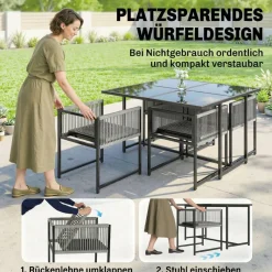 Outsunny Gartensitzgruppe hellgrau Glas B/H/L: ca. 120x72x120 cm