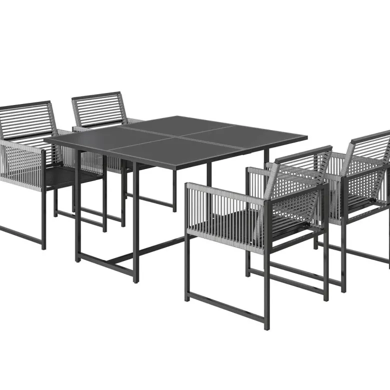 Outsunny Gartensitzgruppe hellgrau Glas B/H/L: ca. 120x72x120 cm